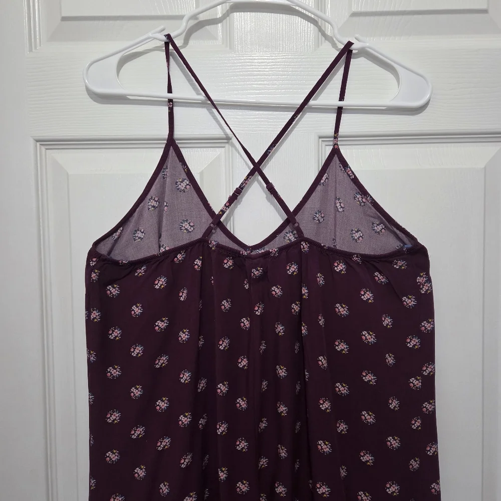 Old Navy Purple Floral V-Neck Maxi Flowy Shift Dress Size Large Boho Summer - Picture 6 of 9